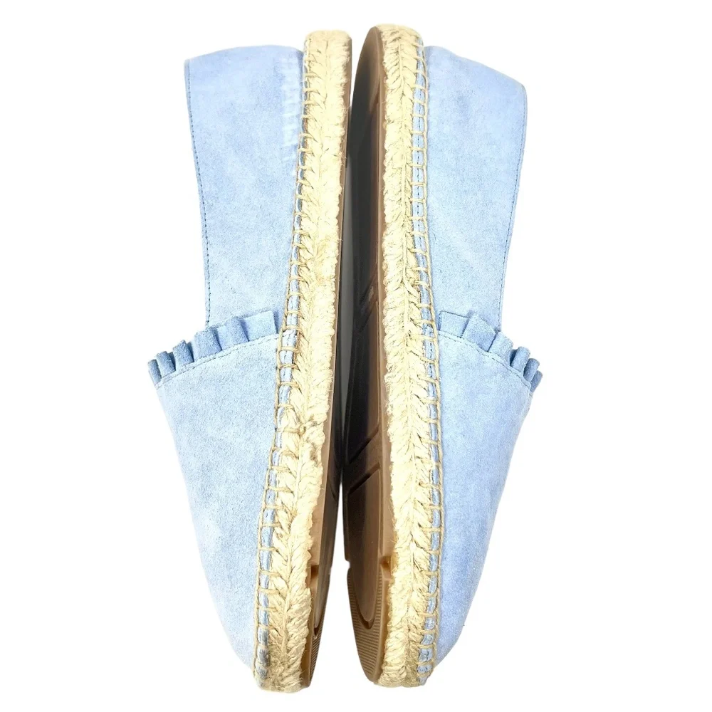 Talbots women's Izzy Light Blue Suede Espadrille Slip On Flats size 8